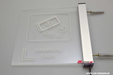 LED engraving information sign CASH PAYMENT with indirect LED lighting