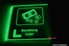 LED engraving information sign CASH PAYMENT with indirect LED lighting