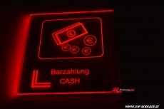 LED engraving information sign CASH PAYMENT with indirect LED lighting