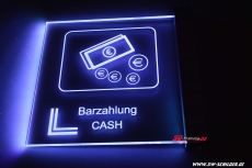 LED engraving information sign CASH PAYMENT with indirect LED lighting