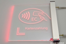 LED engraving information sign CARD PAYMENT / CONTACTLESS PAYMENT with indirect LED lighting