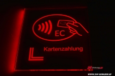 LED engraving information sign CARD PAYMENT / CONTACTLESS PAYMENT with indirect LED lighting