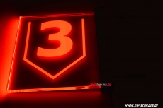 LED engraving Cashier's Sign with number and arrowsymbole with indirect LED lighting