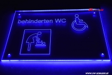 LED sign Handicapped WC Wheelchair user Pictogram Baby changing room with indirect LED lighting