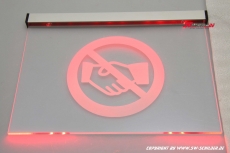 LED engraving prohibition sign handshake renunciation forbidden pictogram with indirect LED lighting