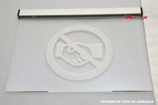 LED engraving prohibition sign handshake renunciation forbidden pictogram with indirect LED lighting