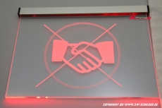 LED engraving sign Shaking hands Prohibited with indirect LED lighting