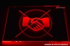 LED engraving sign Shaking hands Prohibited with indirect LED lighting