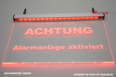 LED engraved sign ATTENTION ALARM SYSTEM ACTIVATED with indirect LED lighting