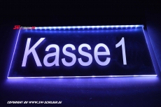 LED sign cash counter 1 engraved with indirect LED lighting