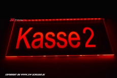 LED Schild Kasse 2 graviert mit indirekter LED Beleuchtung