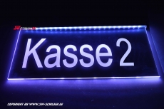LED sign cash counter 2 engraved with indirect LED lighting