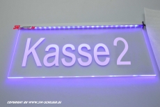 LED Schild Kasse 2 graviert mit indirekter LED Beleuchtung