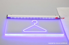 LED indirekt beleuchtetes graviertes Hinweisschild Piktogramm Garderobe Logo