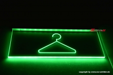 LED indirekt beleuchtetes graviertes Hinweisschild Piktogramm Garderobe Logo