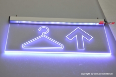 LED indirectly illuminated engraved sign Pictogram Wardrobe Logo +Arrow Up
