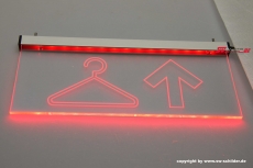 LED indirectly illuminated engraved sign Pictogram Wardrobe Logo +Arrow Up