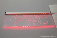 LED Beleuchtetes Schild WC + Pfeil Links mit Gravur Classic-Design