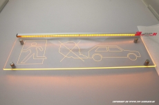 LED illuminated engraved warning sign Pictogram STOP ENGINE DANGER DANGER OF INOXICATION LEAVE ROOM