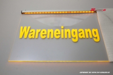 Hinweisschild graviert WARENEINGANG mit indirekter LED Beleuchtung