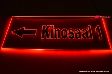 Information sign Cinema room sign 1 arrow to the left engraved with indirect LED lighting