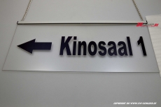 Information sign Cinema room sign 1 arrow to the left engraved with indirect LED lighting