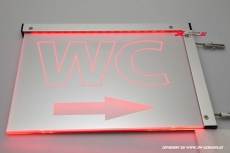LED sign WC + arrow right with engraving with indirect LED lighting Cantilever readable on both sides