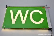LED Hinweisschild WC mit Gravur mit indirekter LED Beleuchtung Ausleger beidseitig lesbar
