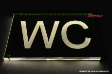 LED Hinweisschild WC mit Gravur mit indirekter LED Beleuchtung Ausleger beidseitig lesbar