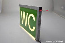 LED Hinweisschild WC mit Gravur mit indirekter LED Beleuchtung Ausleger beidseitig lesbar