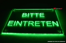 Hinweisschild graviert BITTE EINTRETEN mit indirekter LED Beleuchtung