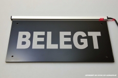 Hinweisschild BELEGT graviert mit indirekter LED Beleuchtung + Folie