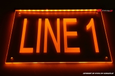 LED illuminated sign LINE 1 engraved with indirect LED illumination