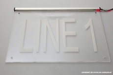 LED illuminated sign LINE 1 engraved with indirect LED illumination