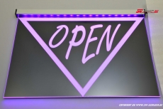 LED Leuchtschild OPEN graviert mit indirekter LED Beleuchtung Modern-Design