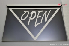 LED Leuchtschild OPEN graviert mit indirekter LED Beleuchtung Modern-Design
