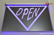 LED Leuchtschild OPEN graviert mit indirekter LED Beleuchtung Modern-Design
