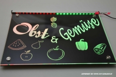 LED illuminated sign Fruit & vegetables engraved with indirect LED lighting Modern design