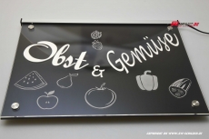 LED illuminated sign Fruit & vegetables engraved with indirect LED lighting Modern design