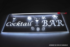 LED illuminated sign COCKTAIL BAR engraved with indirect LED lighting