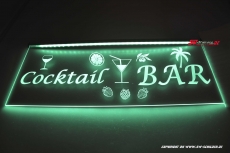 LED illuminated sign COCKTAIL BAR engraved with indirect LED lighting