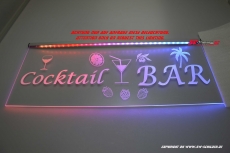 LED Leuchtschild mit personalisierter Text-Gravur: Bar Schild