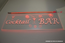 LED illuminated sign COCKTAIL BAR engraved with indirect LED lighting