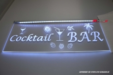 LED illuminated sign COCKTAIL BAR engraved with indirect LED lighting