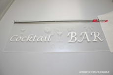 LED illuminated sign COCKTAIL BAR engraved with indirect LED lighting