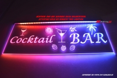 LED illuminated sign COCKTAIL BAR engraved with indirect LED lighting