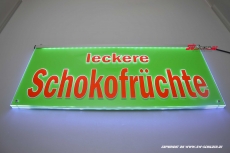 LED Leuchtschild LECKERE SCHOKOFRCHTE graviert mit indirekter LED Beleuchtung