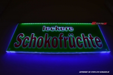 LED Leuchtschild LECKERE SCHOKOFRCHTE graviert mit indirekter LED Beleuchtung