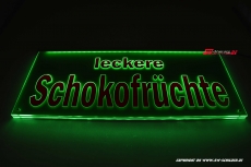 LED Leuchtschild LECKERE SCHOKOFRCHTE graviert mit indirekter LED Beleuchtung