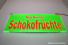 LED Leuchtschild LECKERE SCHOKOFRCHTE graviert mit indirekter LED Beleuchtung